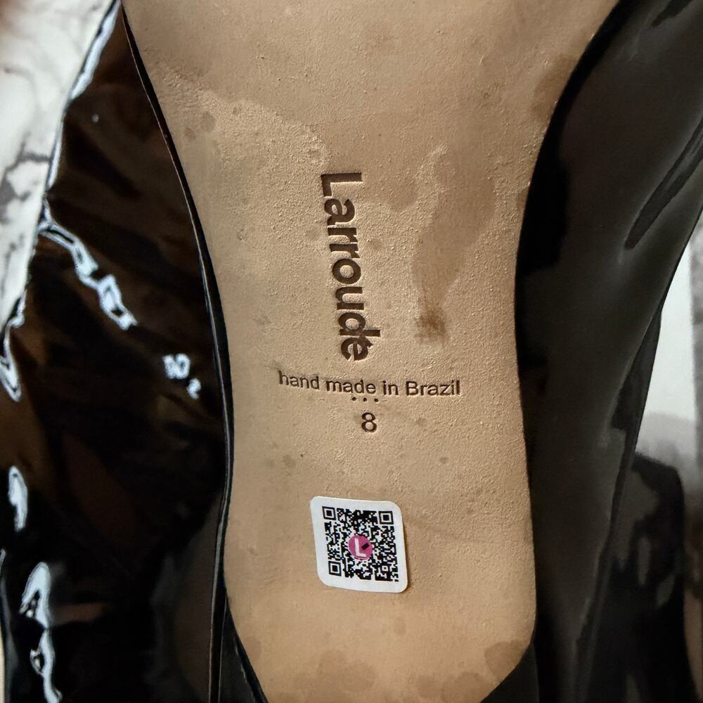 Larroudé Kate Black Patent Leather Knee High Boots Size 8 - Picture 5 of 9